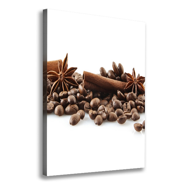 Cuadro moderno en lienzo resistente uv vertical Granos de café