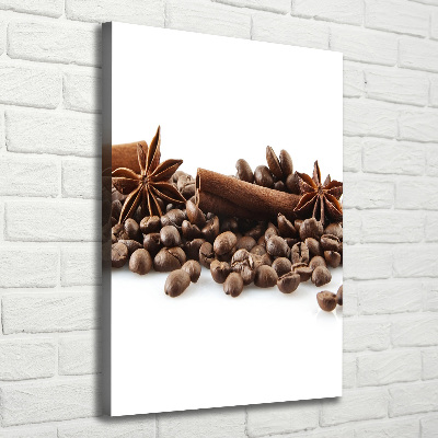 Cuadro moderno en lienzo resistente uv vertical Granos de café