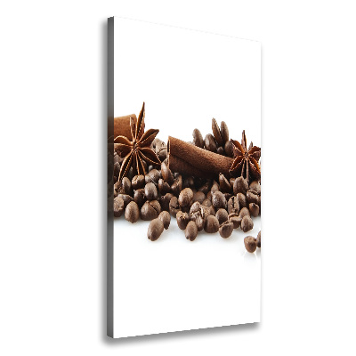 Cuadro moderno en lienzo resistente uv vertical Granos de café