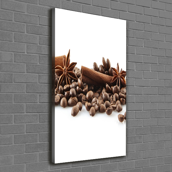 Cuadro moderno en lienzo resistente uv vertical Granos de café