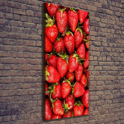 Cuadro canvas decorativo para salón vertical fresas