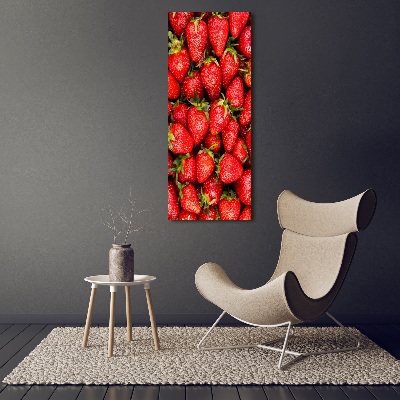 Cuadro canvas decorativo para salón vertical fresas