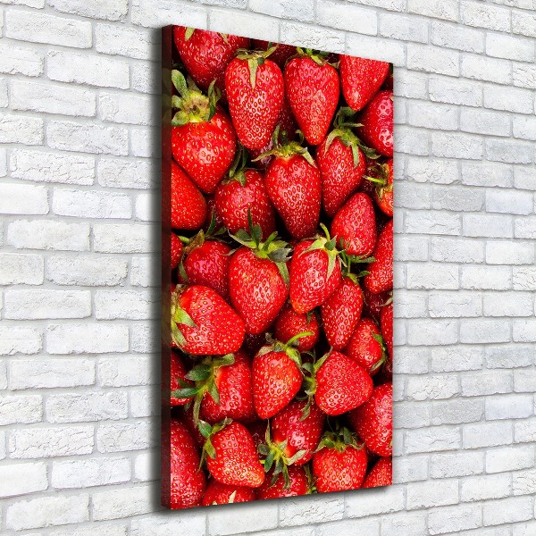 Cuadro canvas decorativo para salón vertical fresas