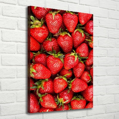 Cuadro canvas decorativo para salón vertical fresas