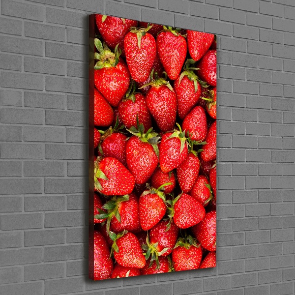 Cuadro canvas decorativo para salón vertical fresas