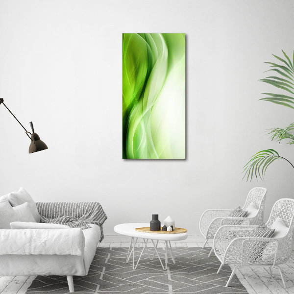 Fotografía en lienzo vertical Fondo de ondas verdes