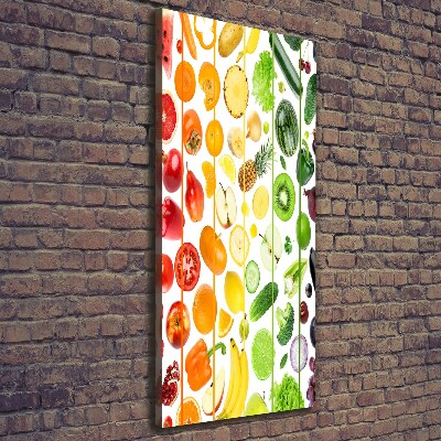 Cuadro moderno en lienzo resistente uv vertical Frutas y verduras