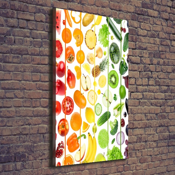 Cuadro moderno en lienzo resistente uv vertical Frutas y verduras