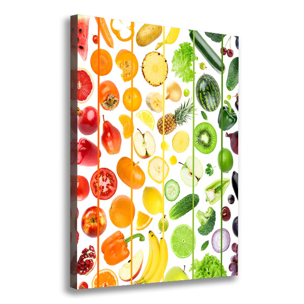 Cuadro moderno en lienzo resistente uv vertical Frutas y verduras
