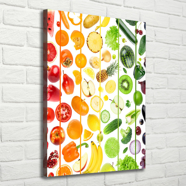 Cuadro moderno en lienzo resistente uv vertical Frutas y verduras