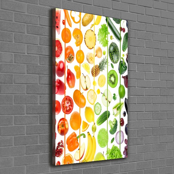 Cuadro moderno en lienzo resistente uv vertical Frutas y verduras