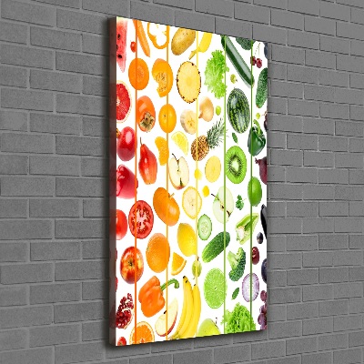 Cuadro moderno en lienzo resistente uv vertical Frutas y verduras