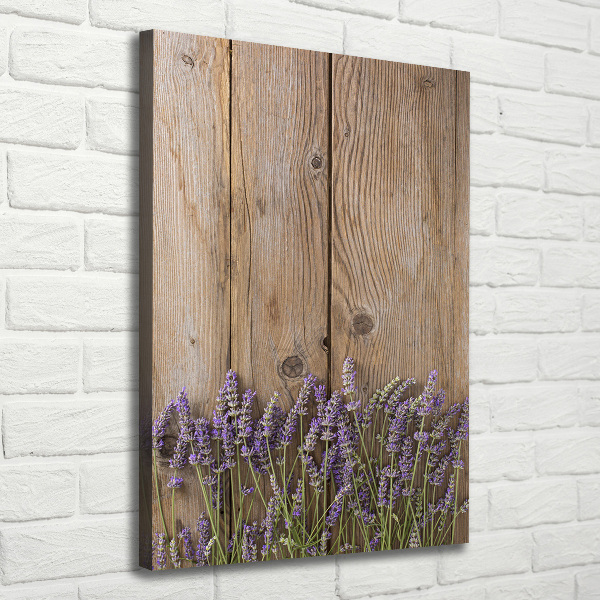 Fotografía en lienzo vertical Lavanda sobre madera