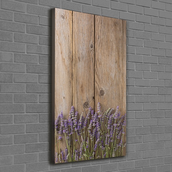Fotografía en lienzo vertical Lavanda sobre madera