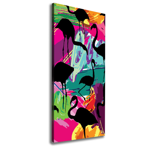 Cuadro canvas decorativo para salón vertical Flamencos
