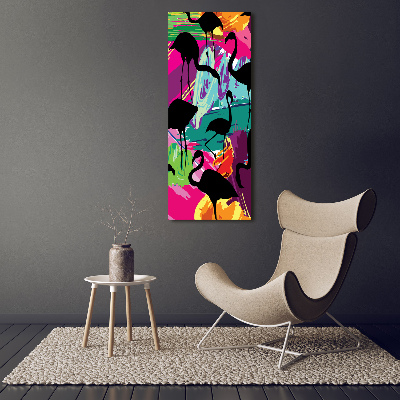 Cuadro canvas decorativo para salón vertical Flamencos