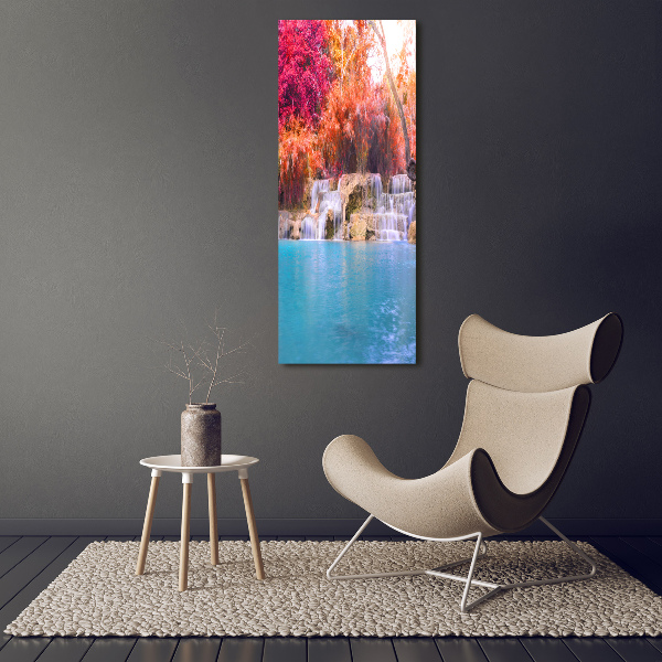 Fotografía en lienzo vertical Cascada en el bosque