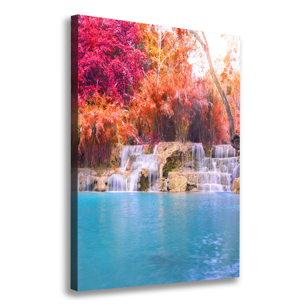 Fotografía en lienzo vertical Cascada en el bosque