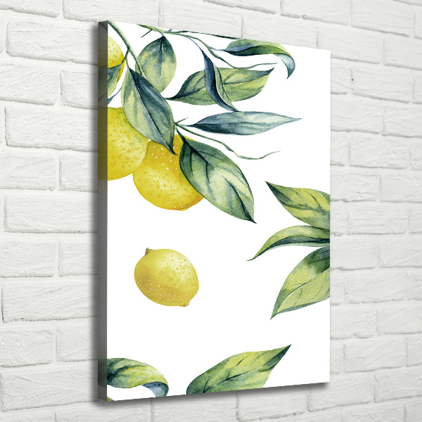 Cuadro moderno en lienzo resistente uv vertical Limones