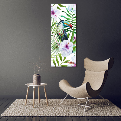 Cuadro canvas decorativo para salón vertical Patrón hawaiano