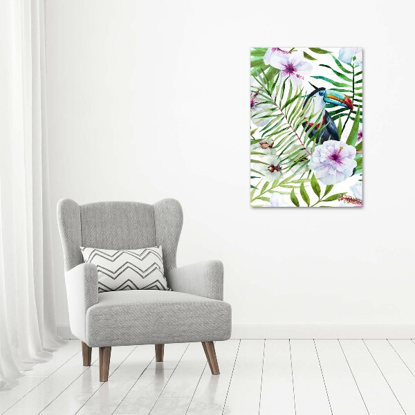 Cuadro canvas decorativo para salón vertical Patrón hawaiano