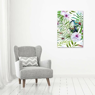 Cuadro canvas decorativo para salón vertical Patrón hawaiano