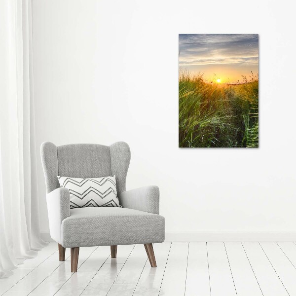 Cuadro canvas decorativo para salón vertical Campo de trigo