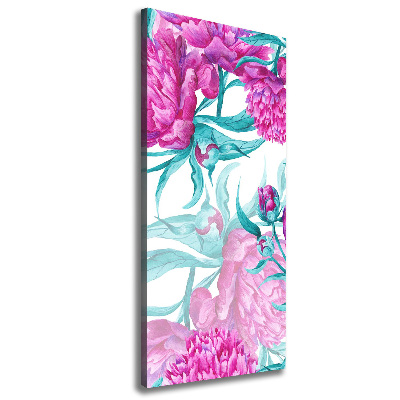 Cuadro moderno en lienzo resistente uv vertical Peonías