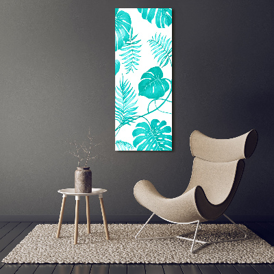 Fotografía en lienzo vertical hojas tropicales