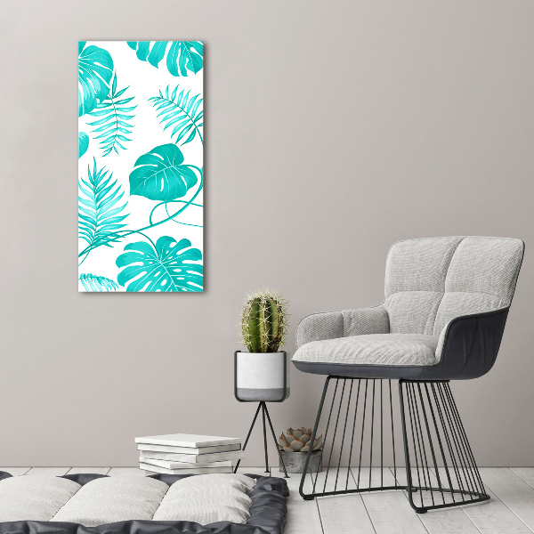 Fotografía en lienzo vertical hojas tropicales