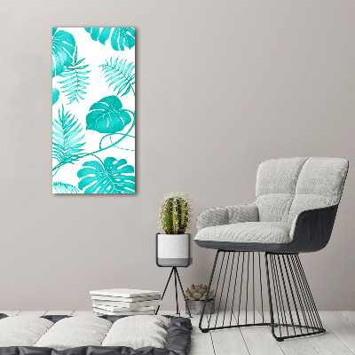 Fotografía en lienzo vertical hojas tropicales