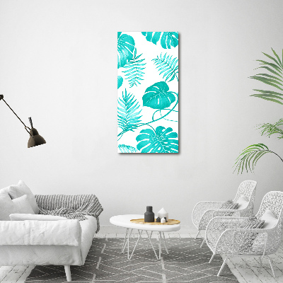 Fotografía en lienzo vertical hojas tropicales