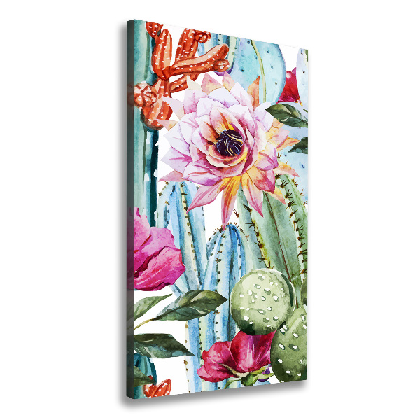 Cuadro canvas decorativo para salón vertical Cactus