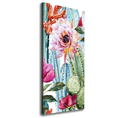 Cuadro canvas decorativo para salón vertical Cactus