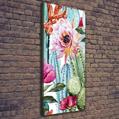 Cuadro canvas decorativo para salón vertical Cactus