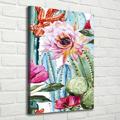 Cuadro canvas decorativo para salón vertical Cactus