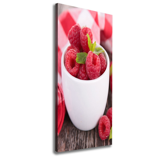 Cuadro canvas decorativo para salón vertical Frambuesas en una taza