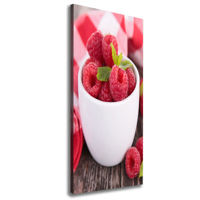 Cuadro canvas decorativo para salón vertical Frambuesas en una taza