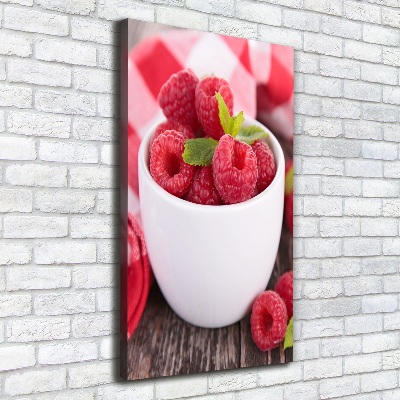 Cuadro canvas decorativo para salón vertical Frambuesas en una taza