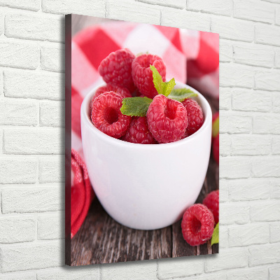 Cuadro canvas decorativo para salón vertical Frambuesas en una taza