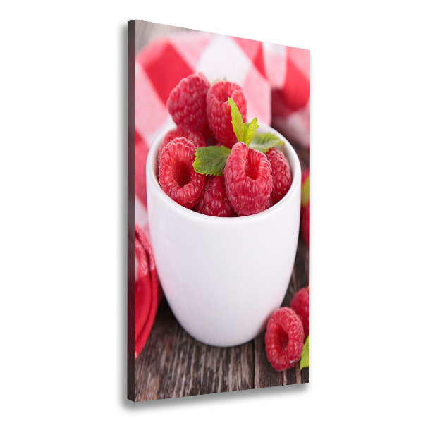 Cuadro canvas decorativo para salón vertical Frambuesas en una taza