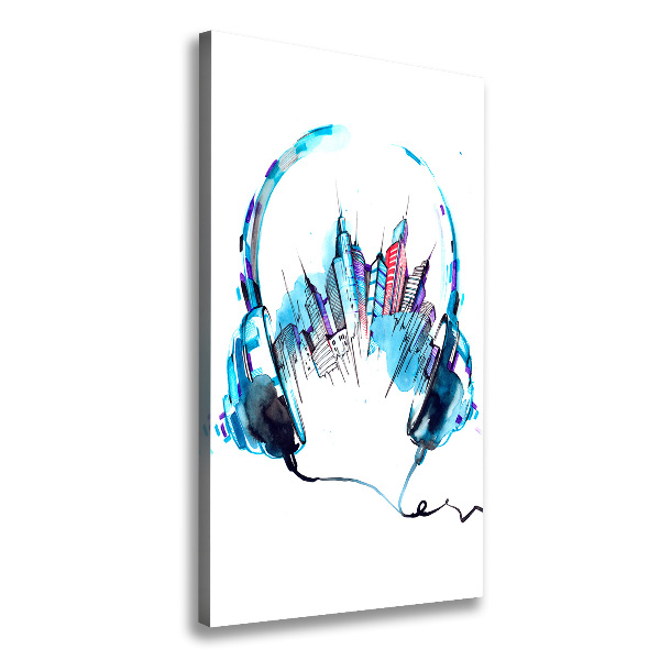 Cuadro canvas decorativo para salón vertical Música de la ciudad