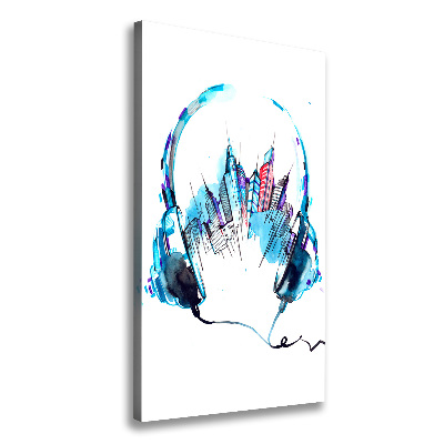 Cuadro canvas decorativo para salón vertical Música de la ciudad