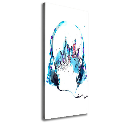Cuadro canvas decorativo para salón vertical Música de la ciudad