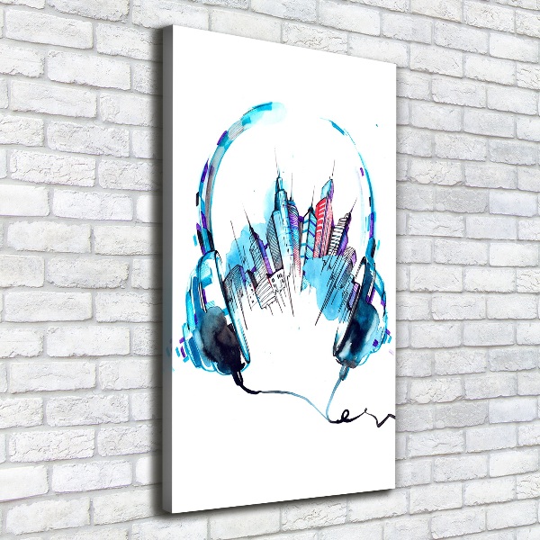 Cuadro canvas decorativo para salón vertical Música de la ciudad
