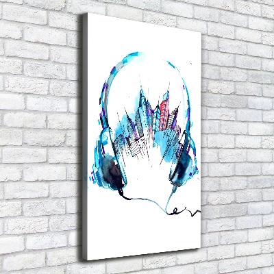 Cuadro canvas decorativo para salón vertical Música de la ciudad