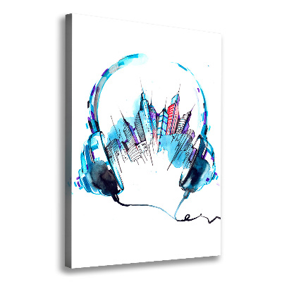 Cuadro canvas decorativo para salón vertical Música de la ciudad