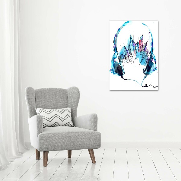 Cuadro canvas decorativo para salón vertical Música de la ciudad