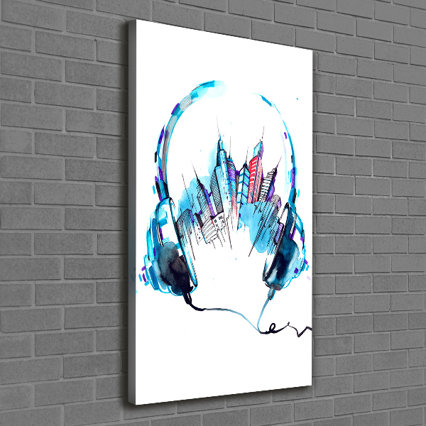 Cuadro canvas decorativo para salón vertical Música de la ciudad