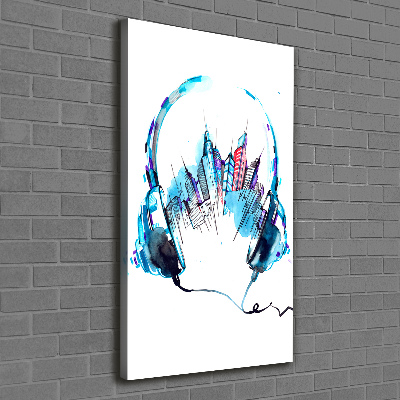 Cuadro canvas decorativo para salón vertical Música de la ciudad
